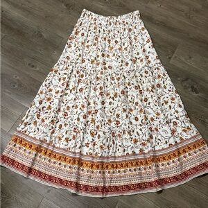 Indigo Rising XL Floral Bohemian Maxi Skirt